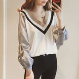 Vネックドッキングブラウス レディース 長袖 | Amulet | 詳細画像8