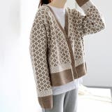 ダイヤ柄ニットカーディガン レディース 長袖 | Amulet | 詳細画像10 