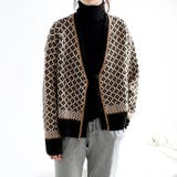 ダイヤ柄ニットカーディガン レディース 長袖 | Amulet | 詳細画像3 