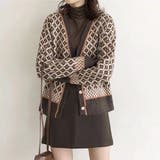 ダイヤ柄ニットカーディガン レディース 長袖 | Amulet | 詳細画像4 