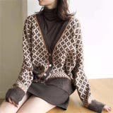 ダイヤ柄ニットカーディガン レディース 長袖 | Amulet | 詳細画像7 