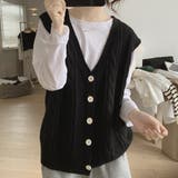 Vネックニットベスト レディース トップス | Amulet | 詳細画像10
