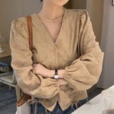 Vネックシャーリングブラウス レディース トップス | Amulet | 詳細画像4 