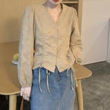 Vネックシャーリングブラウス レディース トップス | Amulet | 詳細画像8 