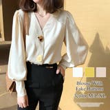 フェイクボタン付きブラウス レディース トップス | Amulet | 詳細画像1 