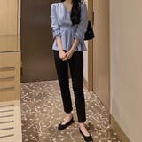 バックリボンVネックブラウス シャツ レディース | Amulet | 詳細画像4