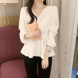 バックリボンVネックブラウス シャツ レディース | Amulet | 詳細画像9