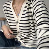 Vネックボーダーカーディガン レディース トップス | Amulet | 詳細画像14