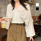 ドット柄バックリボンブラウス レディース トップス | Amulet | 詳細画像1