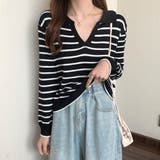 ボーダー柄スキッパートップス レディース トップス | Amulet | 詳細画像2 