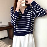 ボーダー柄スキッパートップス レディース トップス | Amulet | 詳細画像3 