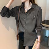 ブラック | オーバーサイズシンプルシャツ レディース トップス | Amulet