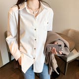 ホワイト | オーバーサイズシンプルシャツ レディース トップス | Amulet