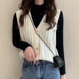 ホワイト | シンプルニットベスト レディース トップス | Amulet