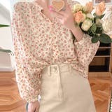 ホワイト | 花柄フェミニンブラウス レディース トップス | Amulet