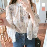 肩開き花柄ブラウス シャツ レディース | Amulet | 詳細画像1