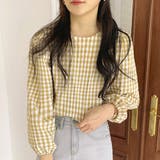 イエロー | ギンガムチェックブラウス レディース シャツ | Amulet