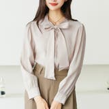 ピンク | サテン風リボンブラウス レディース オフィス | Amulet