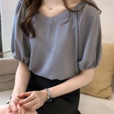 パフスリーブ五分丈トップス レディース カジュアル | Amulet | 詳細画像3 