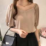 パフスリーブ五分丈トップス レディース カジュアル | Amulet | 詳細画像7 