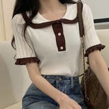 半袖バイカラーニット レディース トップス | Amulet | 詳細画像13 