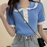 半袖バイカラーニット レディース トップス | Amulet | 詳細画像16 