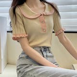 半袖バイカラーニット レディース トップス | Amulet | 詳細画像4 