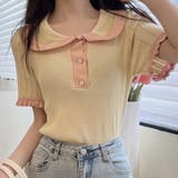 半袖バイカラーニット レディース トップス | Amulet | 詳細画像6 