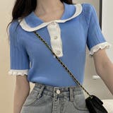 半袖バイカラーニット レディース トップス | Amulet | 詳細画像7 