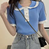 半袖バイカラーニット レディース トップス | Amulet | 詳細画像9 