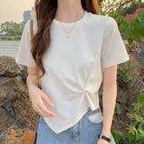 フロントツイスト半袖Tシャツ レディース カットソー | Amulet | 詳細画像6 