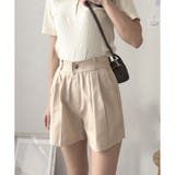 ベージュ | タック入りキュロットパンツ レディース ボトムス | Amulet