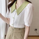 バイカラーフェミニンブラウス レディース トップス | Amulet | 詳細画像14 