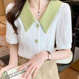 バイカラーフェミニンブラウス レディース トップス | Amulet | 詳細画像3 