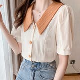 バイカラーフェミニンブラウス レディース トップス | Amulet | 詳細画像4 