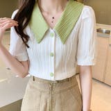 バイカラーフェミニンブラウス レディース トップス | Amulet | 詳細画像9 