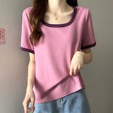 ピンク | Uネックシャツ 半袖 春 | Amulet