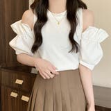 ホワイト | オープンショルダーブラウス 春 夏服 | Amulet