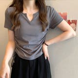 グレー | サイドドロストリボンシャツ 春 夏服 | Amulet