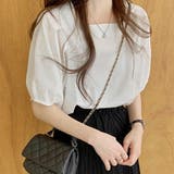 ホワイト | スクエアネックブラウス 春 夏服 | Amulet