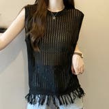 ノースリーブメッシュセーター レディース カジュアル | Amulet | 詳細画像12 