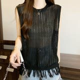 ノースリーブメッシュセーター レディース カジュアル | Amulet | 詳細画像15 