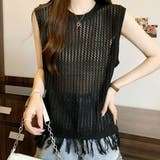 ノースリーブメッシュセーター レディース カジュアル | Amulet | 詳細画像8 