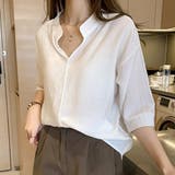 ホワイト | スキッパーブラウス レディース カジュアル | Amulet