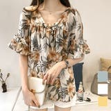 ボタニカルシフォントップス レディース カジュアル | Amulet | 詳細画像1 