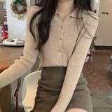 襟付きリブニットトップス 春 秋 | Amulet | 詳細画像13 