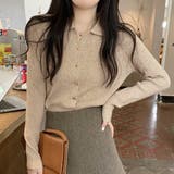 襟付きリブニットトップス 春 秋 | Amulet | 詳細画像2 