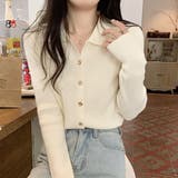 襟付きリブニットトップス 春 秋 | Amulet | 詳細画像4 