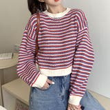 レッド | ボーダーニットセーター 秋 冬 | Amulet