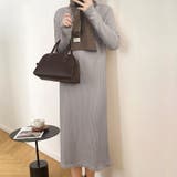 ベージュ | フリンジニットワンピース 秋 冬 | Amulet